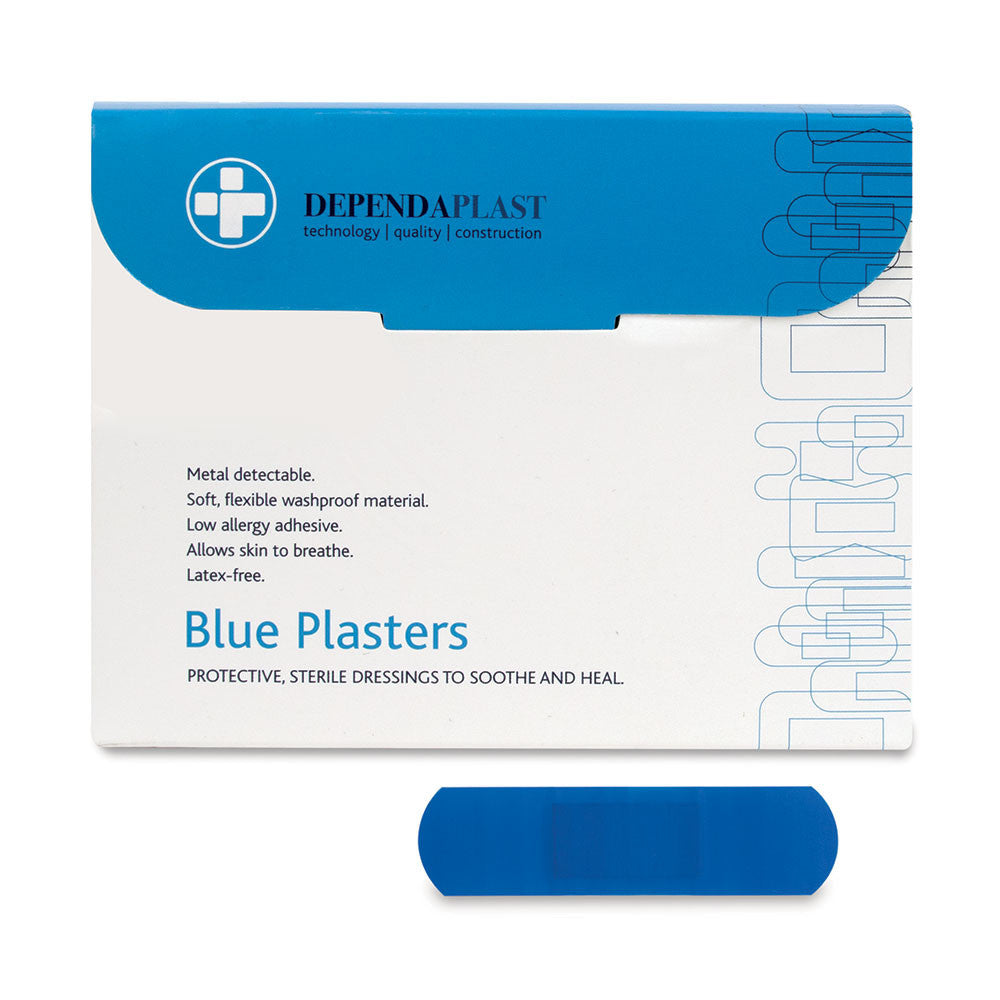 Dependaplast Blue Food Area Plasters 7.5cm x 2.5cm Box of 100