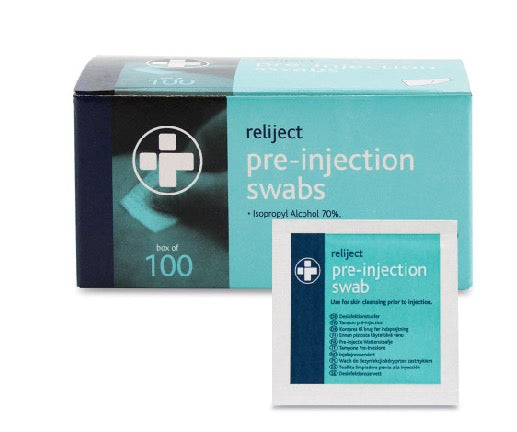 Reliject Pre Injection Swabs Box of 100
