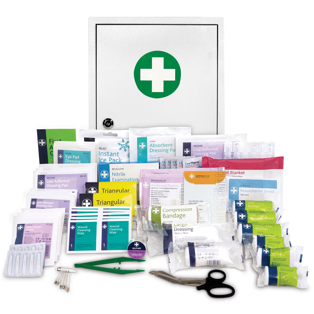 Standard First Aid Kit in Metal Cabinet