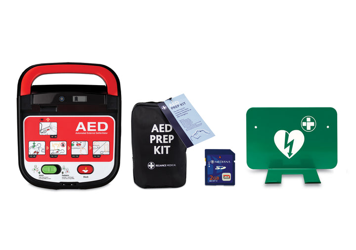 Mediana A15 HeartOn AED package with wall bracket and prep kit